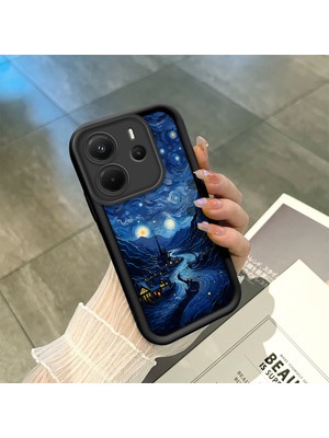 HONTINGA Xiaomi Redmi Note 14 ile Uyumlu Kılıfı Düşüme Önleyici Basitlik Anti Düşme Kamera Korumali Çizgi Roman Siyah Desen Yumuşak Silikon Telefon Kılıfı Kadın ve Erkek Için Uygundur K2-0241