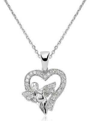 Tuncel Store 925 Ayar Gümüş Melek Kalp Kadın Gümüş Kolye PND49008001 (945)