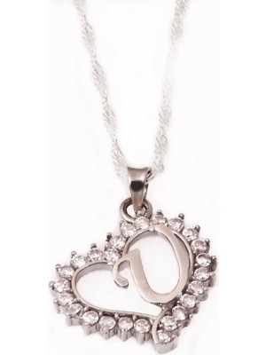 Tuncel Store 925 Ayar Gümüş U Harfi Kalpli Kadın Gümüş Kolye PND47157044 (945)