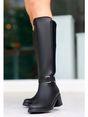 Bigelal Emrat Siyah Cilt Topuklu Çizme