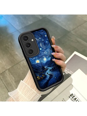 HONTINGA Samsung Galaxy S24 Plus ile Uyumlu Kılıfı Düşüme Önleyici Basitlik Anti Düşme Kamera Korumali Çizgi Roman Siyah Desen Yumuşak Silikon Telefon Kılıfı Kadın ve Erkek Için Uygundur K2-0241