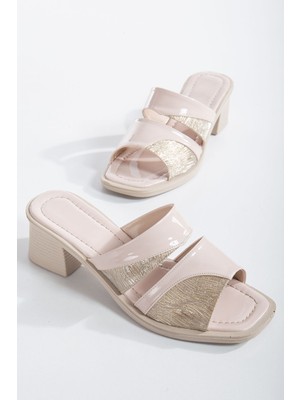 Miss Zülüf Kadın Topuklu Gunluk Terlik Çimli Suslemeli