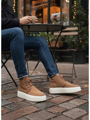 Baybonza BA0550 Içi Kürklü Bağcıklı Taba Krem Taban Erkek Tarz Spor Bot