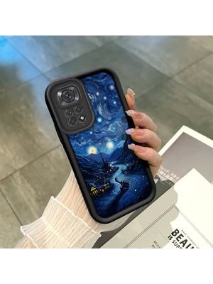 HONTINGA Xiaomi Redmi Note 11 ile Uyumlu Kılıfı Düşüme Önleyici Basitlik Anti Düşme Kamera Korumali Çizgi Roman Siyah Desen Yumuşak Silikon Telefon Kılıfı Kadın ve Erkek Için Uygundur K2-0241