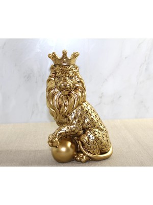 Kyops Polyester Dekoratif Taçlı Aslan Figürü ALK2574 - Lisinya