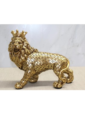Kyops Polyester Dekoratif Taçlı Aslan Figürü ALK2576 - Lisinya