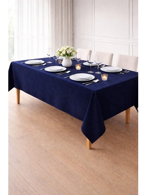 PerdeYap Kadife Dokulu Masa Örtüsü (Koyu Lacivert) – Günlük Kullanıma Uygun, Bakımı Kolay