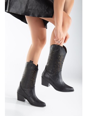 Miss Zülüf Kadın Western Dekoratif Nakışlı Çizme