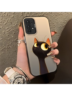 HONTINGA Samsung Galaxy A13 4g ile Uyumlu Kılıfı Silikon Kenar Sert Arka Düşüme Önleyici Basitlik Anti Düşme Kamera Korumali Sevimli Kedi Desen Telefon Kılıfı Kadın ve Erkek Için Uygundur K1-0575