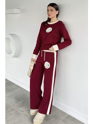 Gülseli Kadın Taş Işlemeli Kazak Pantolon Triko Ikili Takım P-00012682