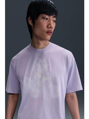 Nike Sportswear Max 90 Loose Fit Mens Ss Crew Nakış Baskılı Bol Kesim Erkek Günlük Tişört Mor