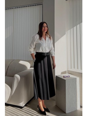 Siyah Beli Kemerli Etek