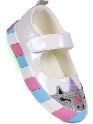 Kiko Kids  Gilan Cırtlı Işıklı Kız Çocuk Babet Ayakkabı