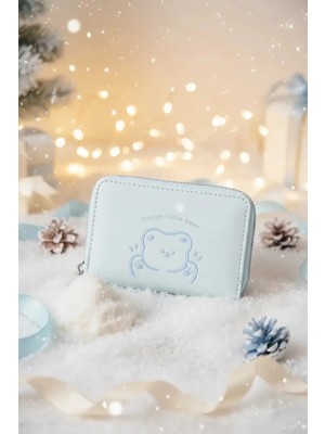Miniso Little Bear Serisi Fermuarlı Mini Bozuk Para Çantası (Mavi)