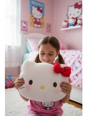 Miniso Sanrio Lisanslı Hello Kitty Çilek Serisi Baş Şeklinde Yastık