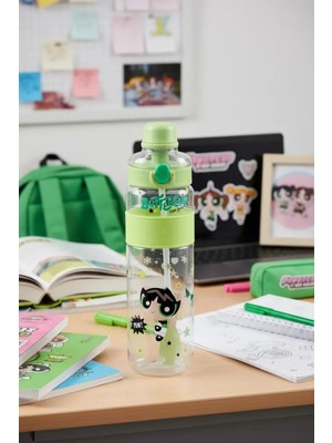 Miniso Powerpuff Girls Lisanslı Büyük Kapasiteli Plastik Şişe 1100 ml - Buttercup