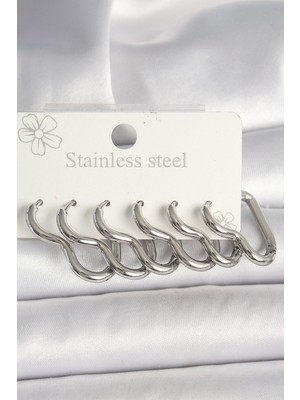 Eco Lounge 316L Çelik Gümüş Renk Kalp Model Kadın Küpe Seti