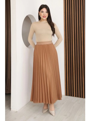 Lodmela Beli Lastikli Piliseli Etek 6017-TABA