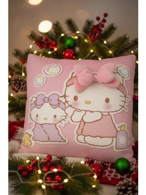 Miniso Sanrio Lisanslı Hello Kitty 3D Baskı Kare Yastık