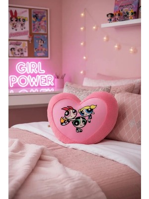 Miniso Powerpuff Girls Lisanslı Genç Yetişkinler Koleksiyonu Kalp Şekilli Yastık