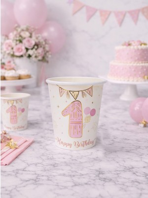 Parti Adresi 1 Yaş Bardak Pembe-Gold 6'Lı
