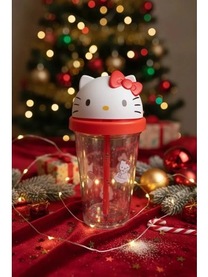 Miniso Sanrio Lisanslı Hello Kitty Kapaklı Plastik Su Kabı 320 ml