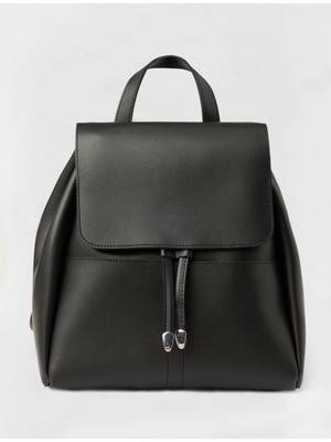 Jimmy Key Siyah Deri Görünümlü Sırt Çantası