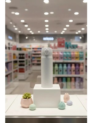 Miniso Klasik Serisi Flip Top Tasarımlı Yalıtımlı Termos 450 ml (Beyaz)