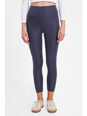 Tudors Kadın Slim Fit Dar Kesim Scuba Kumaş Beli Lastikli Antrasit Tayt