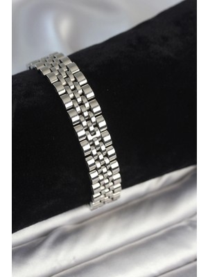 Eco Lounge 316L Çelik 12 mm Kalınlıkta Gümüş Renkli Erkek Bileklik