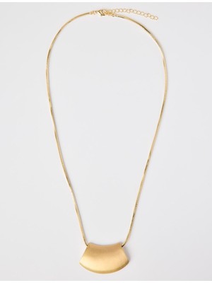 Jimmy Key Altın Rengi Parlak Levha Detaylı Ayarlanabilir Kolye