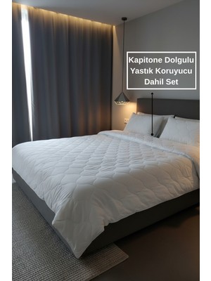 Mislina Home Ultra Yumuşak Kapitone Silikon Yorgan Tek Kişilik |155X215CM 1 Adet Yastık Koruyucu Kılıf Dahil