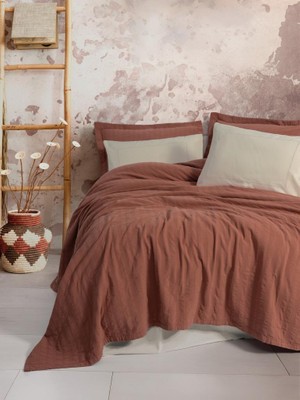 Sb Shopping Çift Kişilik Yatak Örtülü Pike Takımı Natura Vilo Kiremit