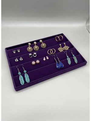 Megass Dekor Cezayir Model Süet Kumaş Mor Renk 34/24 cm Enine Küpe Standı