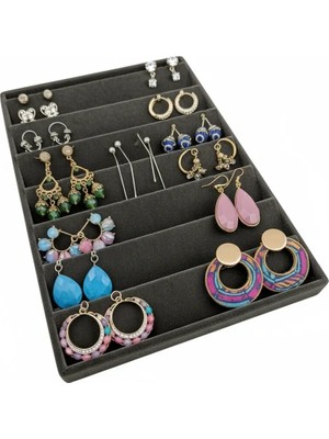 Megass Dekor Saray Bosna Model Süet Kumaş Füme Renk 34/24 cm Dikine Küpe Standı