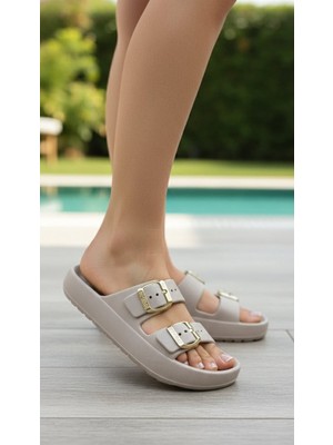 Stil Shoes Çift Toka Kadın Günlük Ortopedik Hafif Taban Deniz Plaj Havuz Terliği E283