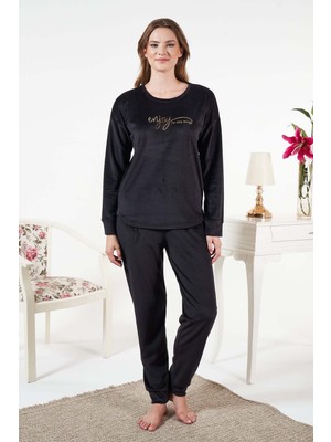Remsa Kadın Kadife Baskılı 2'li Takım 25380 SIYAH01