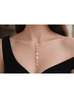 Seherden 7 Element Ayarlanabilir Çelik Kolye – Pembe / Beyaz Taş Detaylı