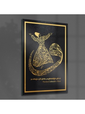 Decovetro Cam Tablo Mevlana Vav Dini İslami Tablo 30x40 cm