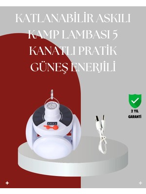 Argesco Mühendislik Uzaktan Kumandalı, 360 Derece Katlanabilir Solar LED Aydınlatma Çadır Lambası