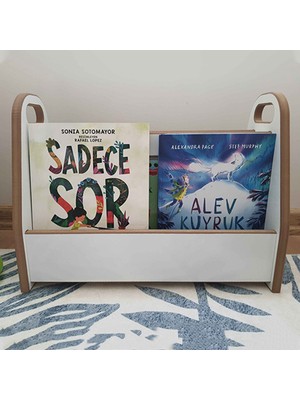 Ratemo Mobilya Melis 2 Raflı Kitaplık - Montessori Kitaplık, Iki Taraflı Sandık Kitaplık, Çocuklar Için Kitaplık