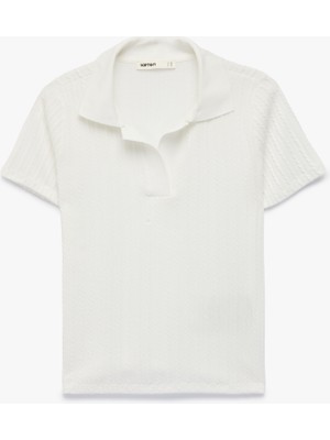 Koton Slim Fit Kısa Kollu Dokulu Polo Yaka Tişört