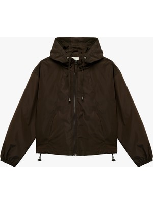 Koton Kapüşonlu Uzun Kollu Cep Detaylı Rahat Kalıp Fermuarlı Ceket