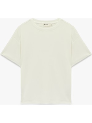 Koton Kısa Kollu Bisiklet Yaka Modal Karışımlı Basic Oversize Tişört