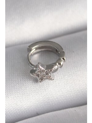 Clariss 316L Çelik Gümüş Renk Zirkon Taşlı Yıldız Model Tragus Piercing