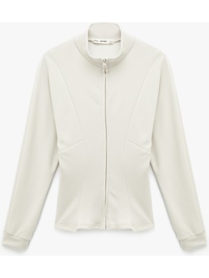 Koton Modal Karışımlı Uzun Kollu Dik Yaka Fermuarlı Sweatshirt