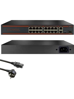 Simple Sımple SM-016P Poe Switch 16 Port + 2 Uplink + 1sfp Gigabit 10/100 Mbps