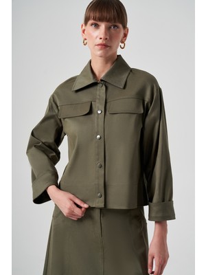 Nuss Çıtçıtlı Kısa Ceket 6025 Haki