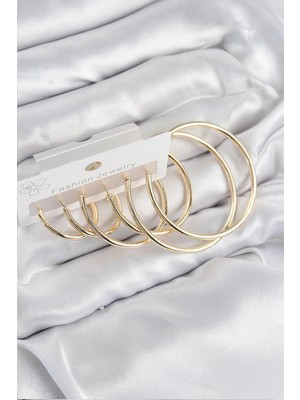 Eco Lounge Pirinç Halka Model Gold Renk Kadın Set Küpe