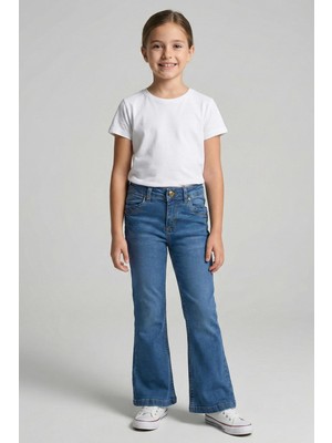 Mutlu Kids Ispanyol Paça Kız Kot Pantolon